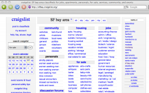 Screen Capture of Craigslist.org Homepage